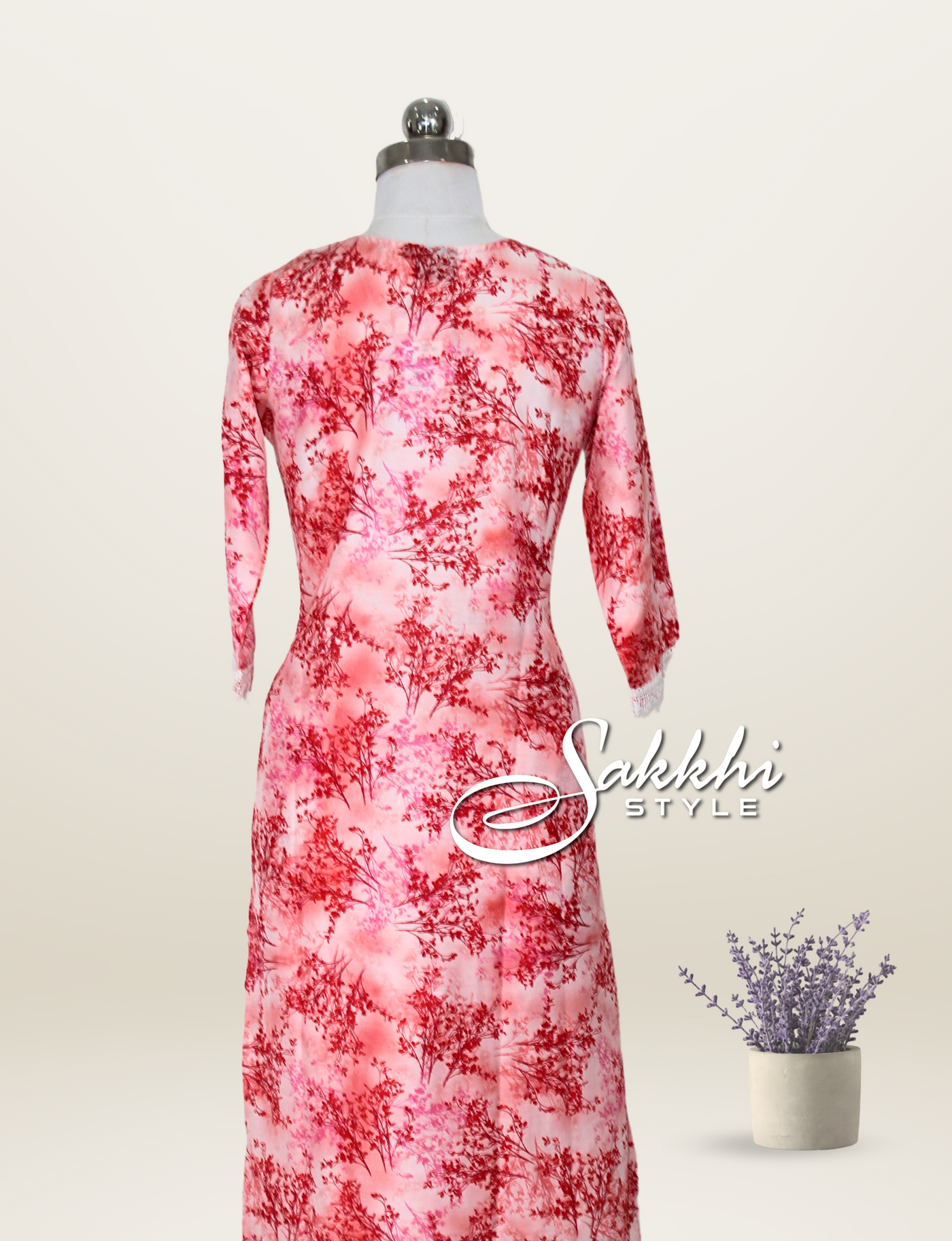 TUSCANY PINK THREE PIECE MUSLIN KURTI SET