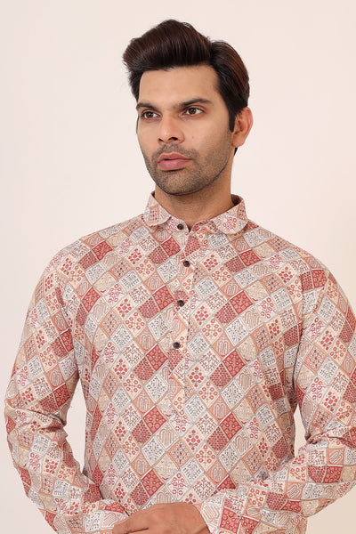 MULTI COLOR COTTON KURTA WITH PYJAMA - Sakkhi Style