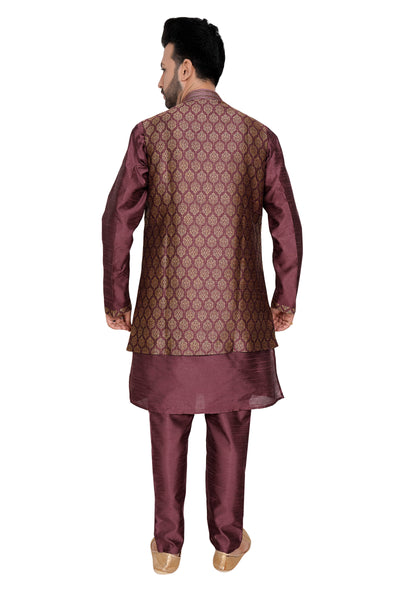 PURPLE THREE PIECE SHERWANI SET