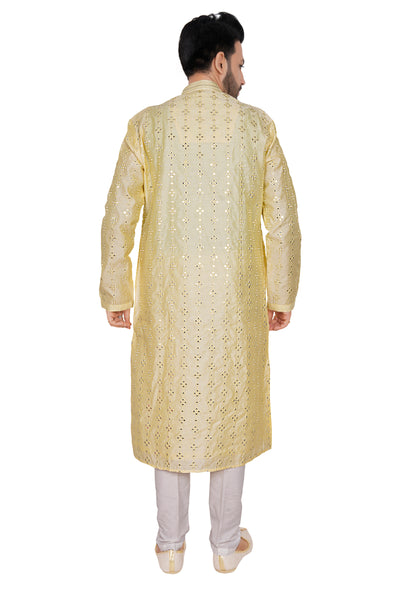 LIGHT YELLOW COLORED KURTA PYJAMA SET