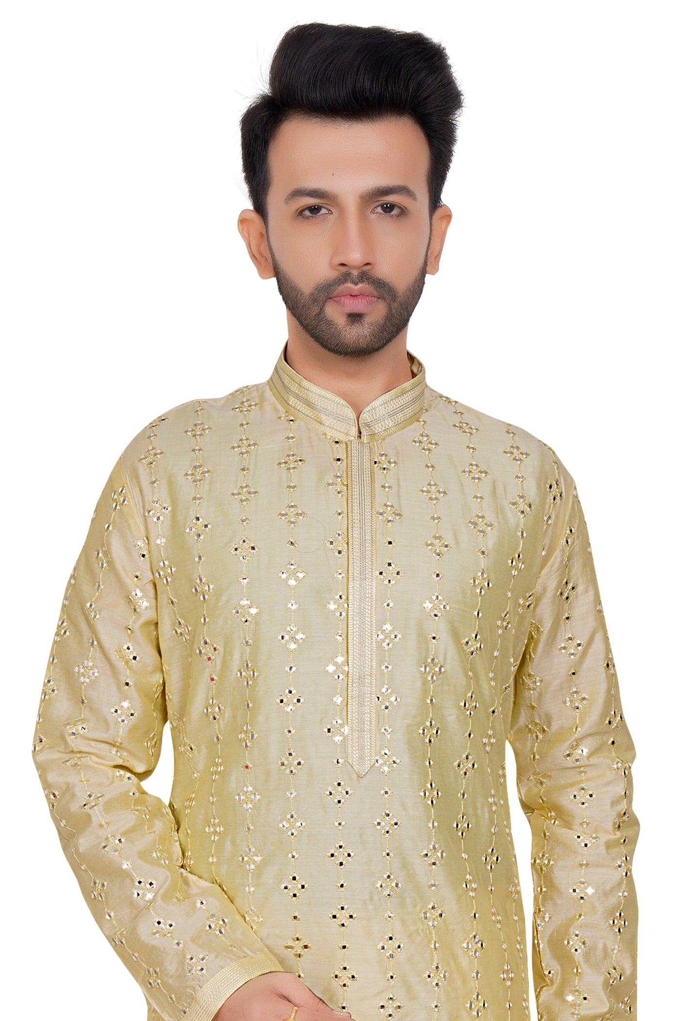 LIGHT YELLOW COLORED KURTA PYJAMA SET