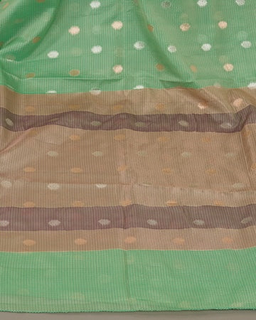 Fresh green zari kota saree with stitched blouse