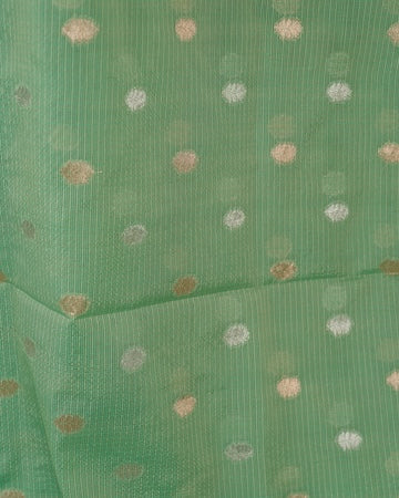 Fresh green zari kota saree with stitched blouse