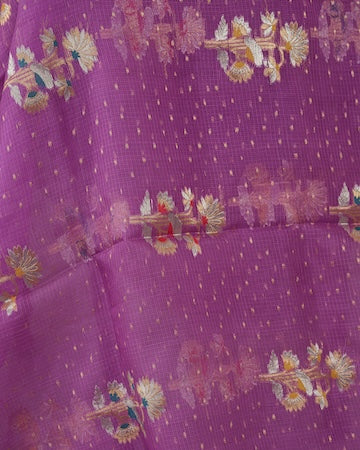 Purple zari kota saree with stitched blouse