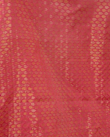 Rose pink Kanjeevaram saree with stitched blouse