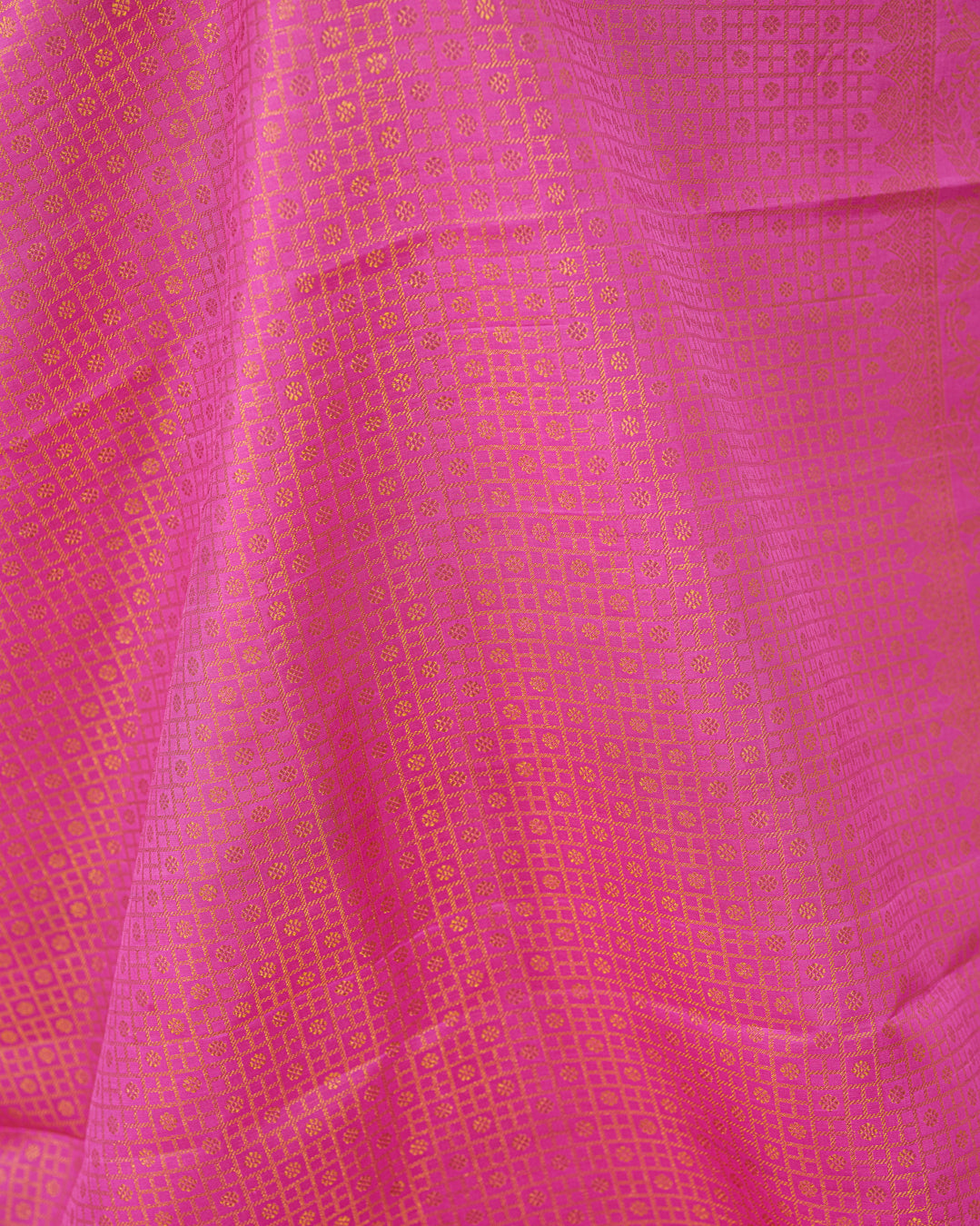 Candy pink Kanjeevaram saree with stitched blouse