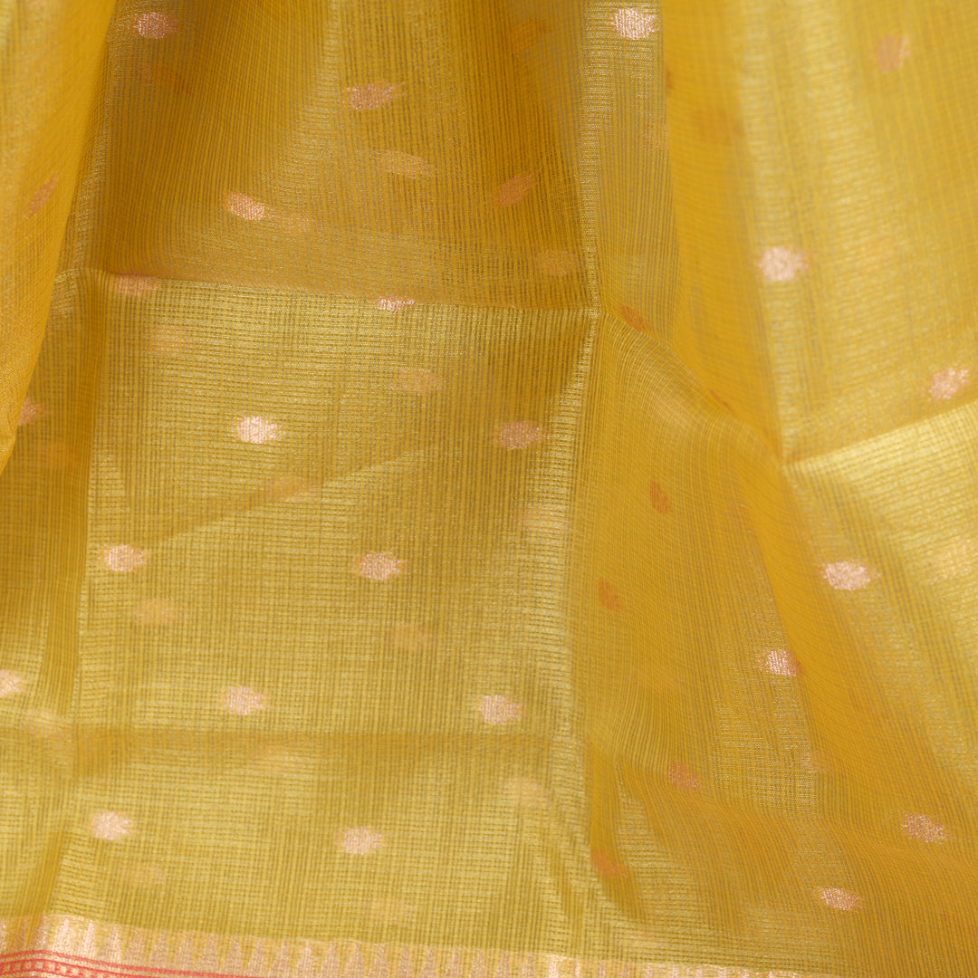 SUNFLOWER YELLOW TISSUE KOTA SAREE WITH BLOUSE