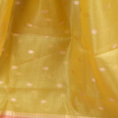 SUNFLOWER YELLOW TISSUE KOTA SAREE WITH BLOUSE