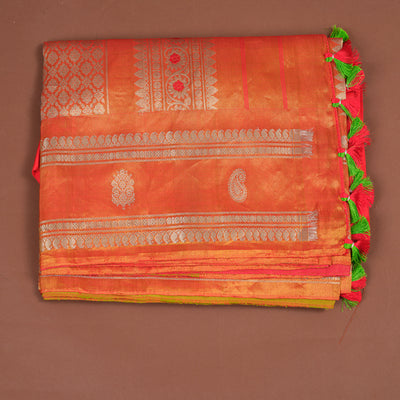 PARROT GREEN GADWAL SAREE WITH BLOUSE