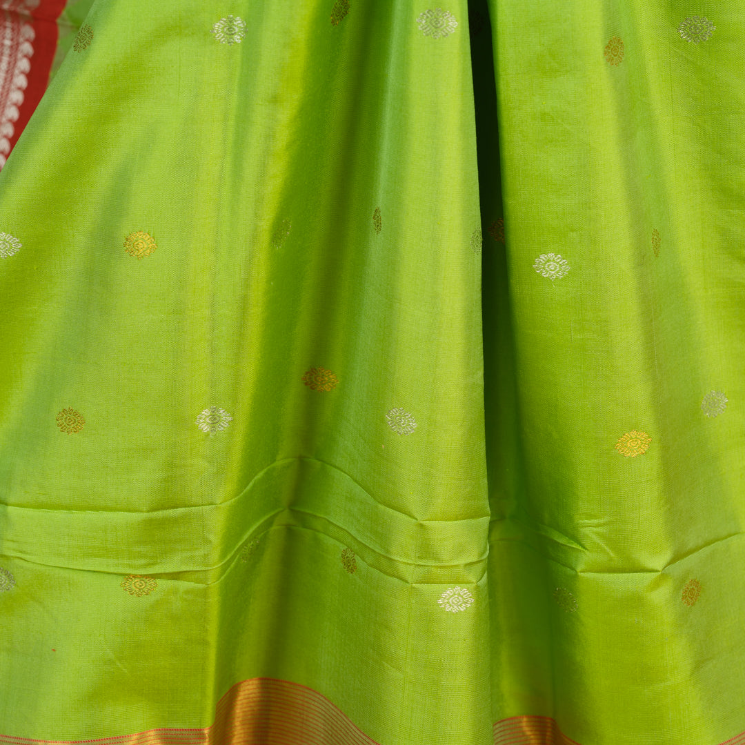 PARROT GREEN GADWAL SAREE WITH BLOUSE