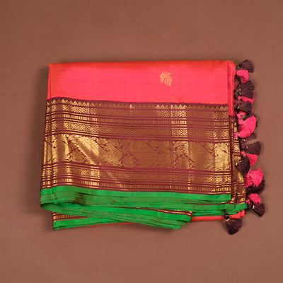 RUST GADWAL SAREE WITH BLOUSE