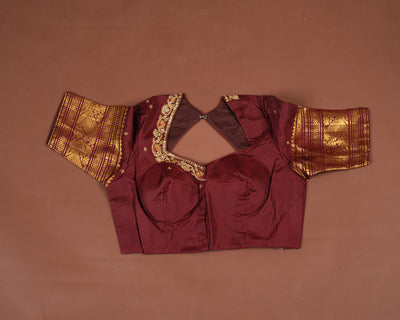 RUST GADWAL SAREE WITH BLOUSE