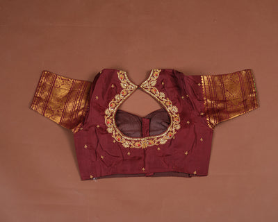 RUST GADWAL SAREE WITH BLOUSE