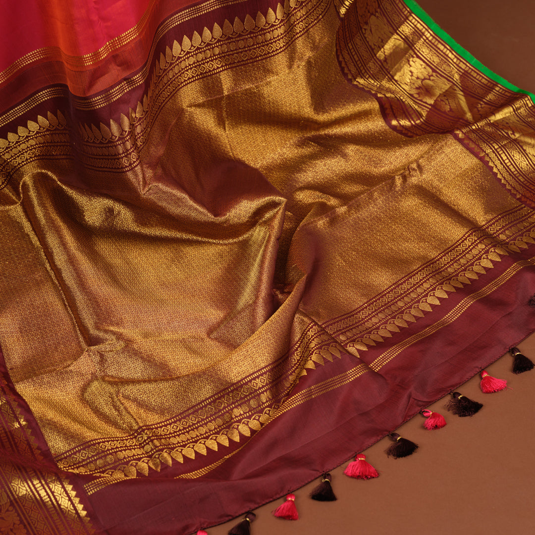 RUST GADWAL SAREE WITH BLOUSE