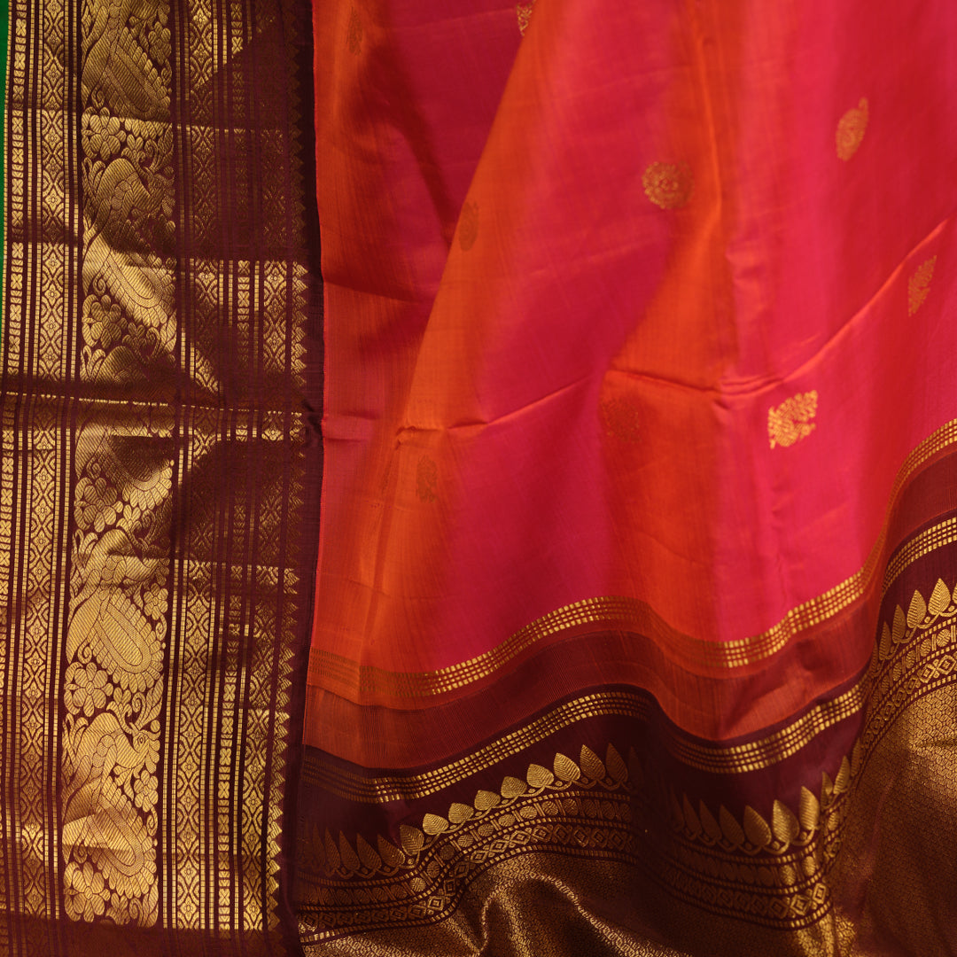 RUST GADWAL SAREE WITH BLOUSE