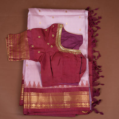 BLUSH PINK GADWAL SAREE WITH BLOUSE