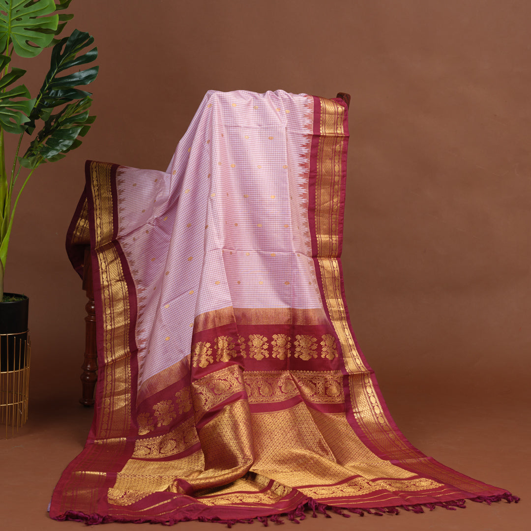 BLUSH PINK GADWAL SAREE WITH BLOUSE