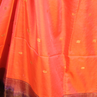 SUNSET ORANGE GADWAL SAREE WITH BLOUSE