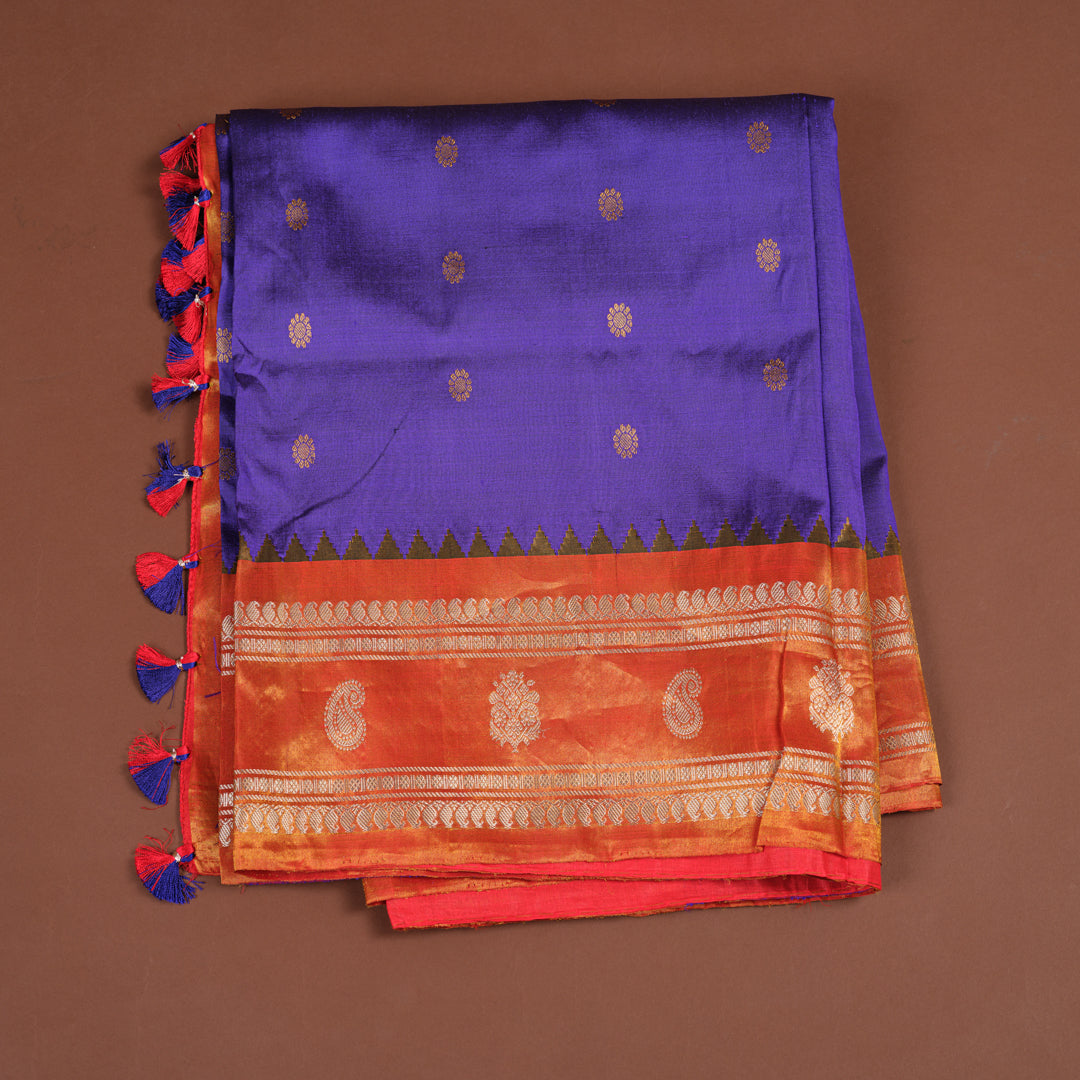 PURPLE GADWAL SAREE WITH BLOUSE