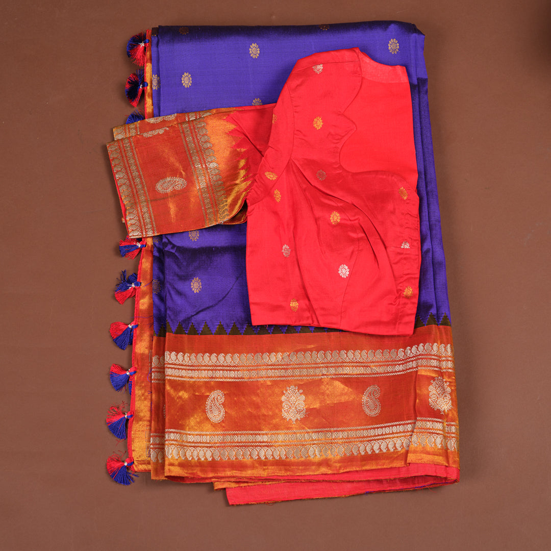 PURPLE GADWAL SAREE WITH BLOUSE