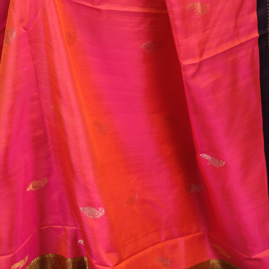 SUNRISE ORANGE GADWAL SAREE WITH BLOUSE