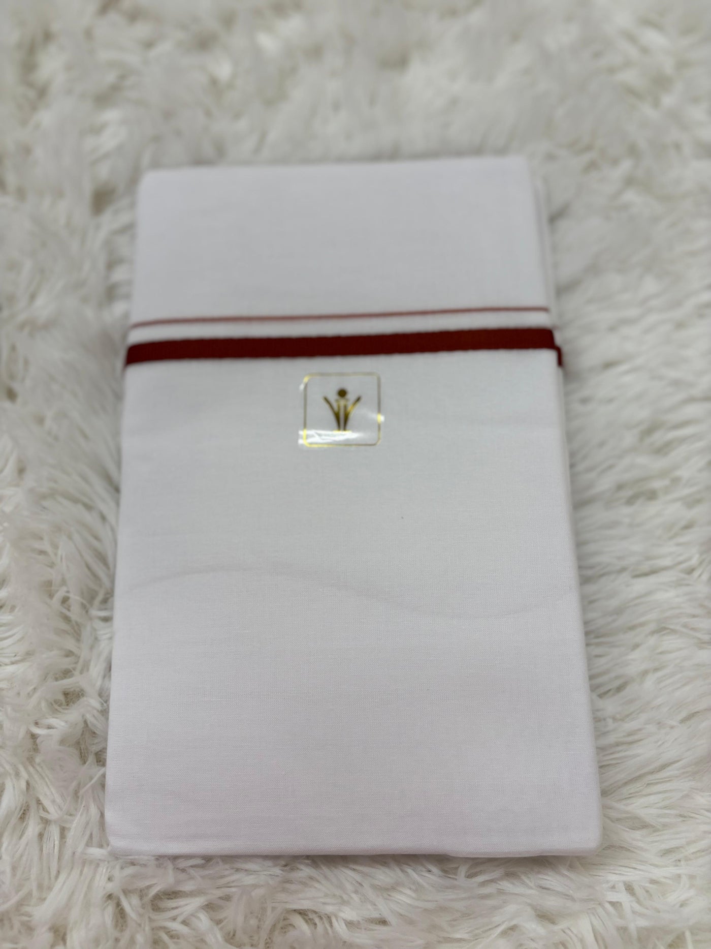 Men’s White Cotton Dhoti/Pancha with Red Border – Traditional Attire