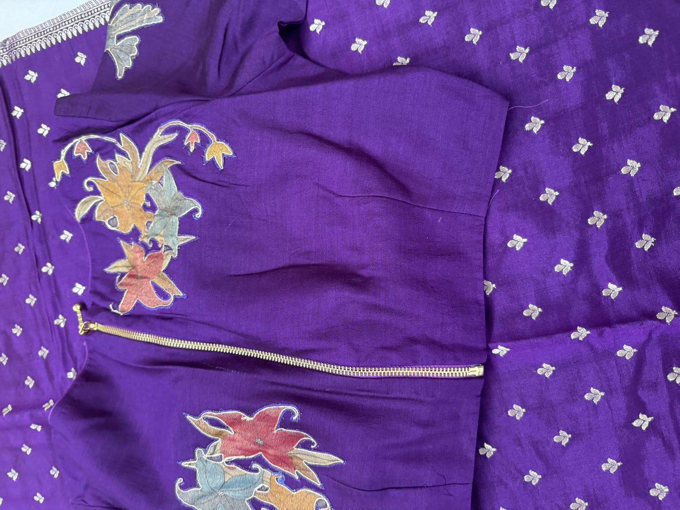 Chinia Silk Zari Saree in Purple with Tissue Digital Pallu and Stitched Blouse