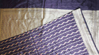 NAVY BLUE BANARAS FANCY SILK SAREE - Sakkhi Style