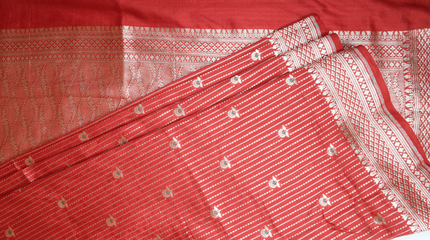 RED COLORED BANARASI FANCY SILK SAREE - Sakkhi Style
