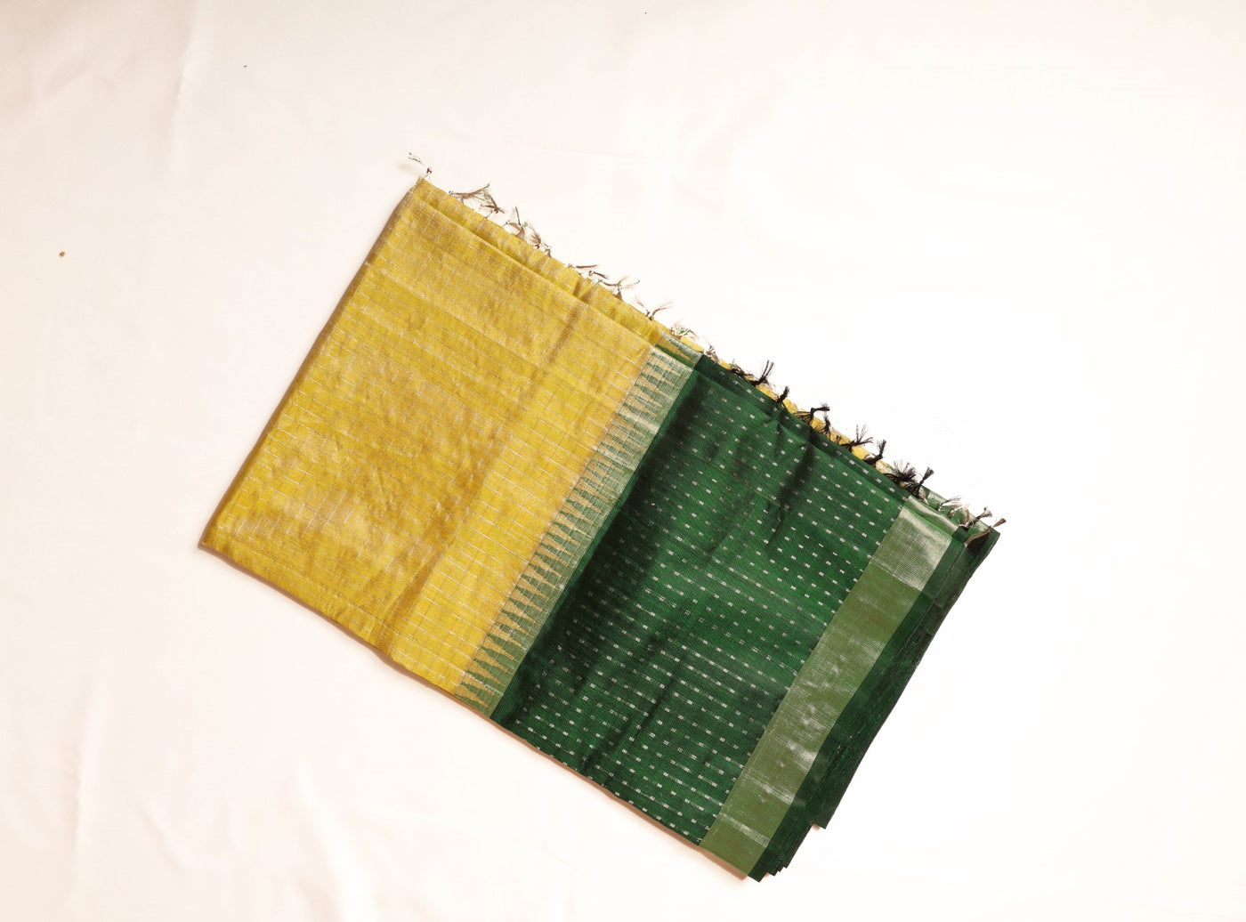 KUPPADAM SILK SAREE IN YELLOW AND GREEN HUES - Sakkhi Style