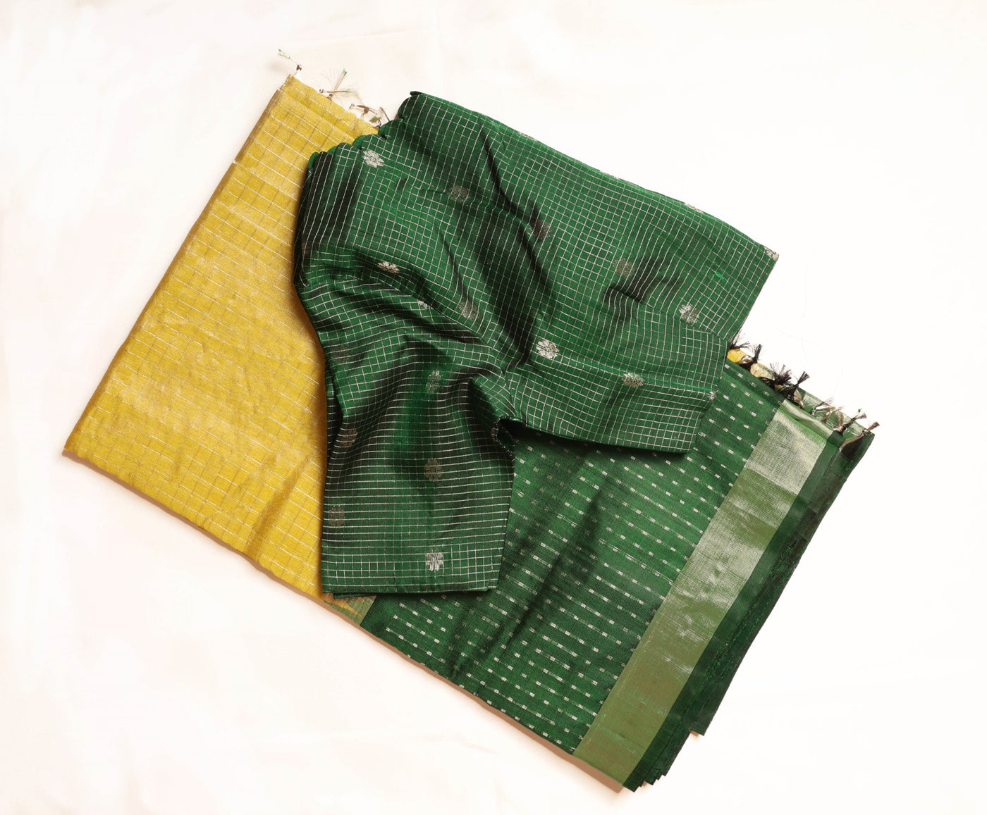 KUPPADAM SILK SAREE IN YELLOW AND GREEN HUES - Sakkhi Style