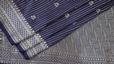 NAVY BLUE COLORED BANARASIFANCY SILK SAREE - Sakkhi Style