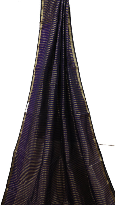 VIOLET COLORED MAHESHWARI SILK COTTON SAREE WITH STITCHED BLOUSE - Sakkhi Style