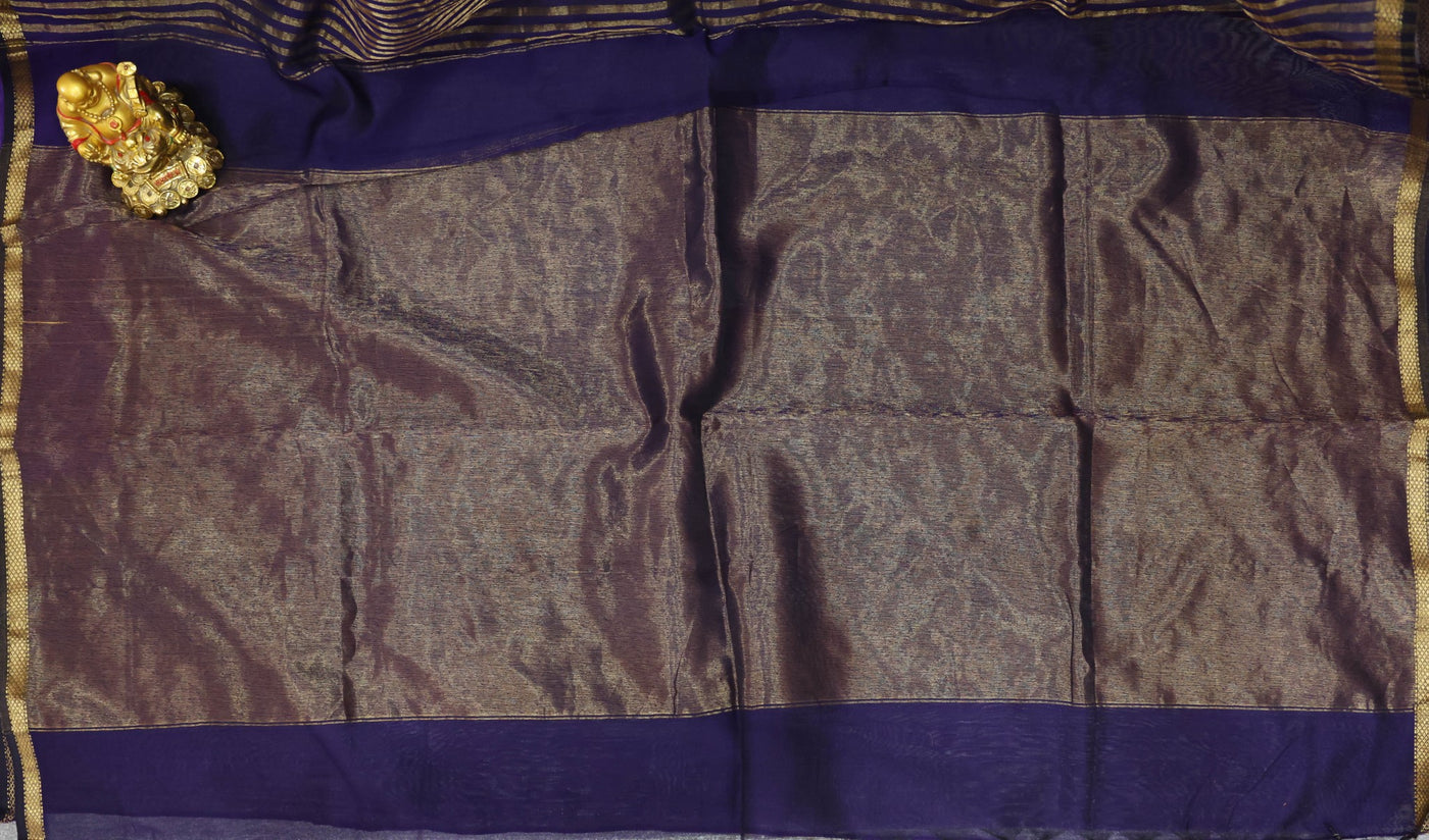 VIOLET COLORED MAHESHWARI SILK COTTON SAREE WITH STITCHED BLOUSE - Sakkhi Style