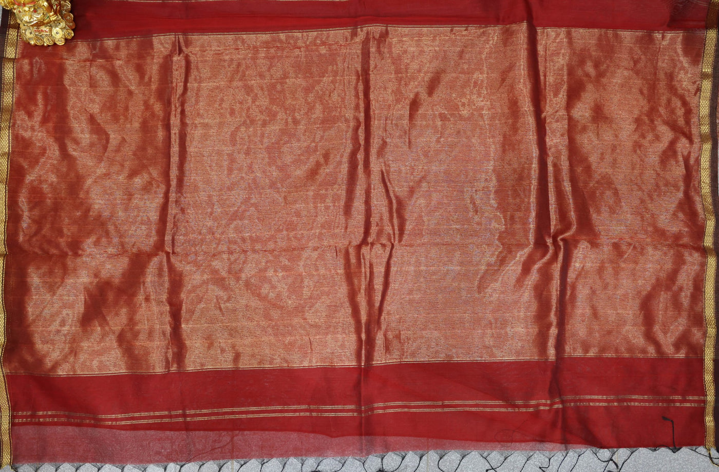RED COLORED MAHESHWARI SILK COTTON SAREE WITH STITCHED BLOUSE - Sakkhi Style
