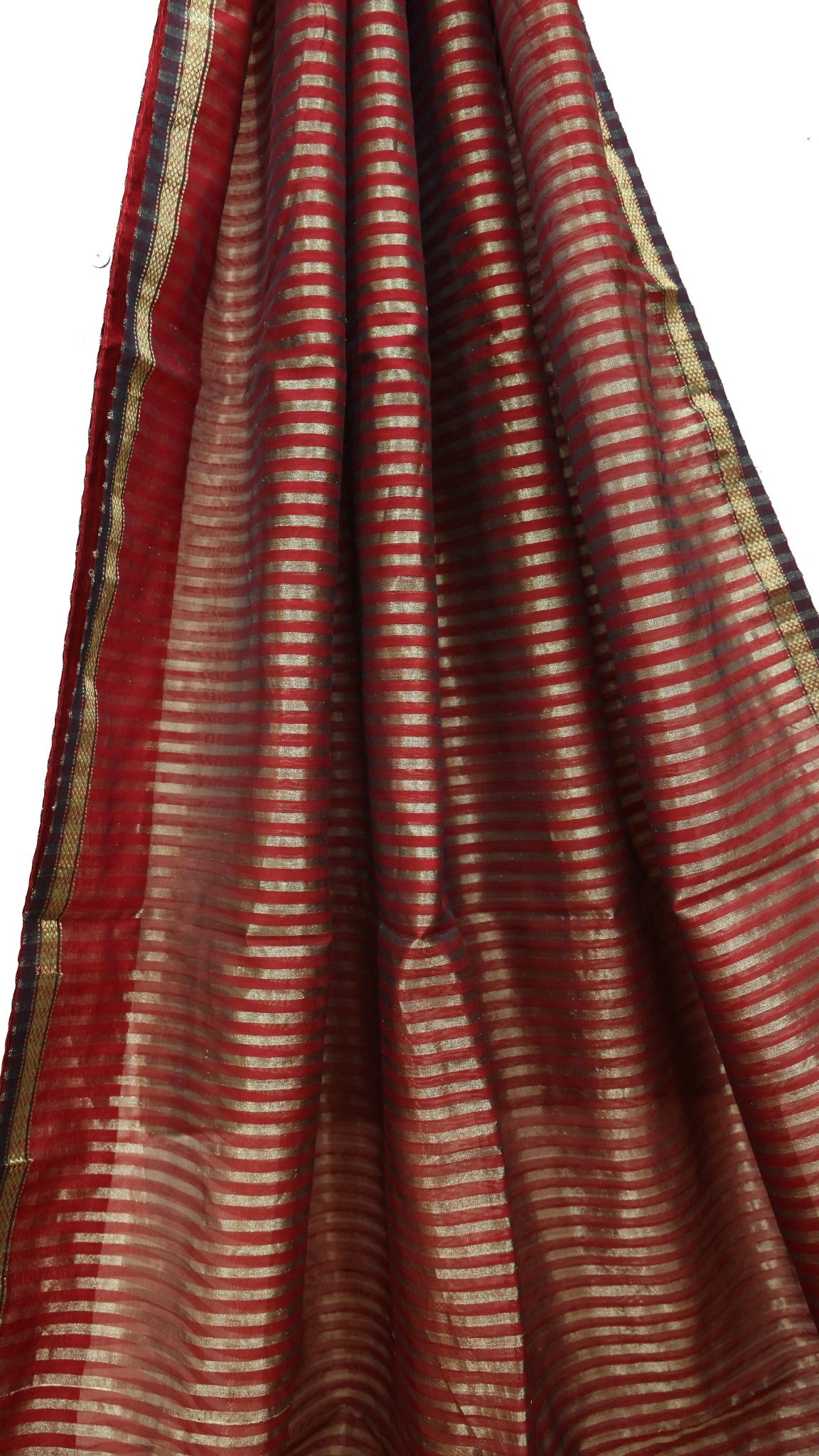 RED COLORED MAHESHWARI SILK COTTON SAREE WITH STITCHED BLOUSE - Sakkhi Style