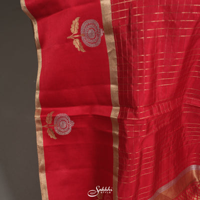 Red Banarasi Raw Mango Silk Saree