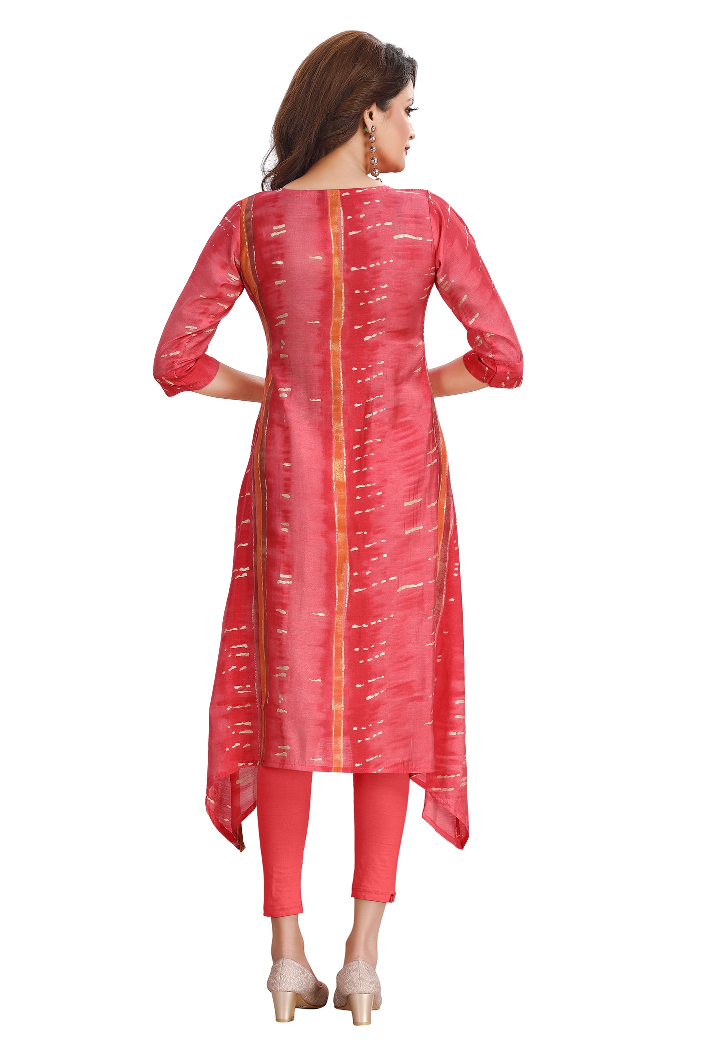 CORAL RED A-LINE KURTI - Sakkhi Style