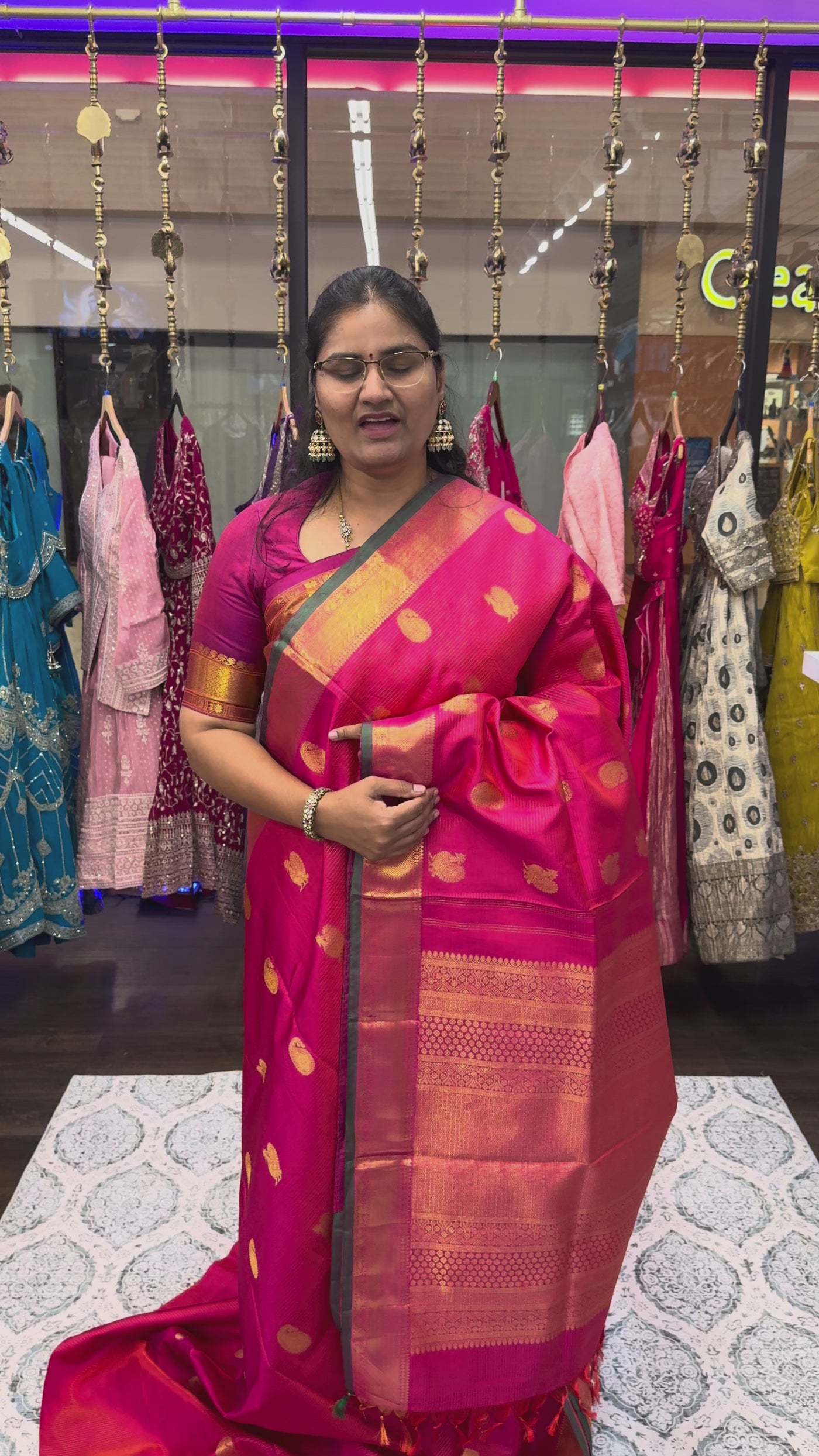 Kanchipattu Pure Silk Saree – Pink with Gold Zari Weaving & Contrast Green Border, Traditional Indian Saree with Designer Blouse