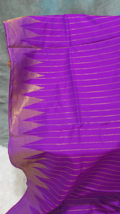 Purple Gadwal Silk Saree with Golden Zari Accents & Designer Blouse