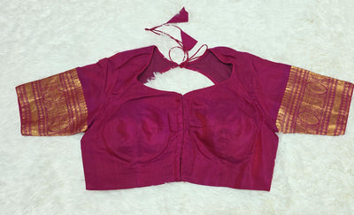Gadwal Cotton Silk Saree – Red with Pink Border & Golden Zari Weaving, Handwoven Traditional Saree with Contrast Blouse