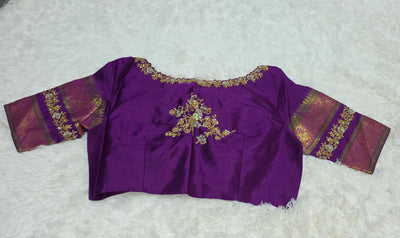 Light Green & Purple Kanchipattu Saree with Rich Zari Border and Embroidered Blouse