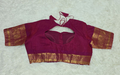 Gadwal Cotton Silk Saree – Red with Pink Border & Golden Zari Weaving, Handwoven Traditional Saree with Contrast Blouse