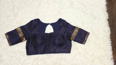 Khadi Silk Saree – Red with Navy Blue Border & Golden Zari Work, Handwoven Traditional Saree with Matching Blouse