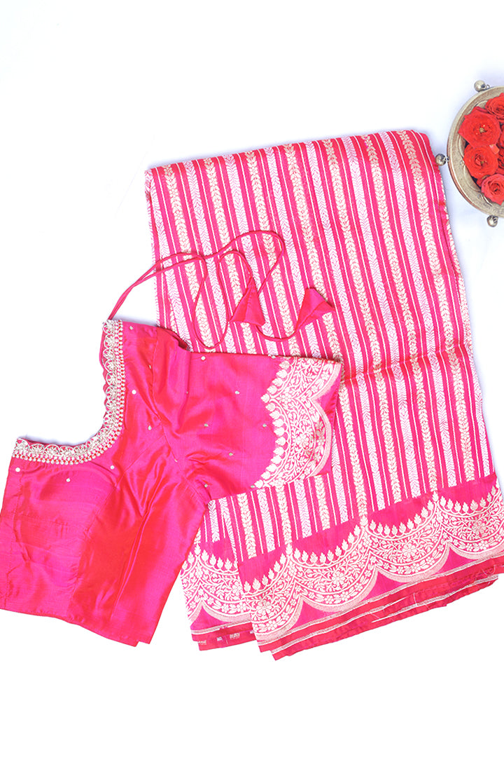 pink semi silk saree - Sakkhi Style