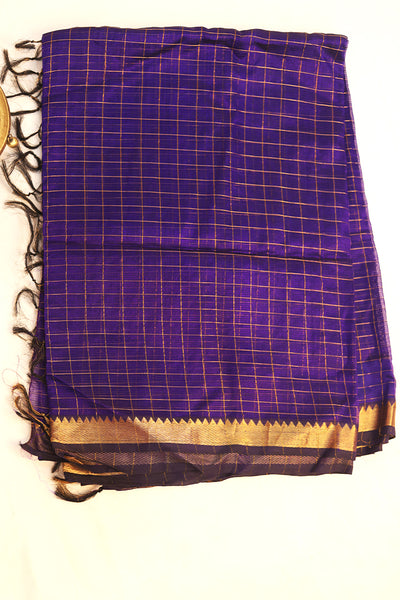 Blue Mysore silk saree - Sakkhi Style