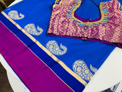 Blue Banaras Silk Saree - Sakkhi Style