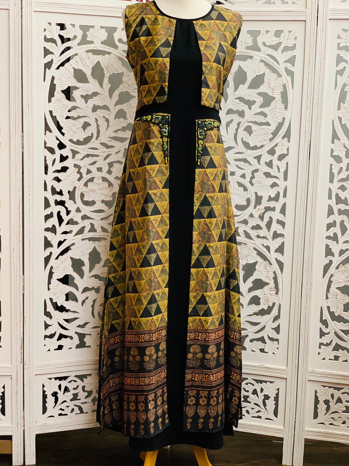 Yellow and Black Kurti - Sakkhi Style
