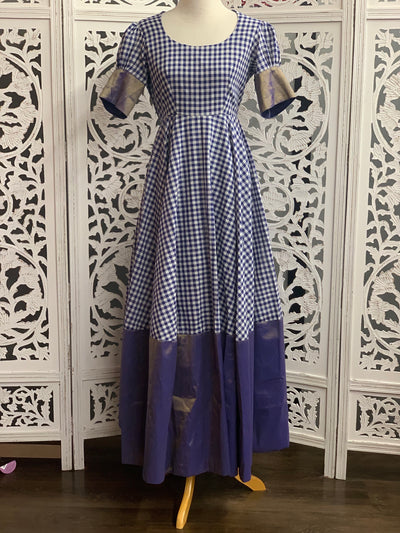 Blue and White Gown - Sakkhi Style