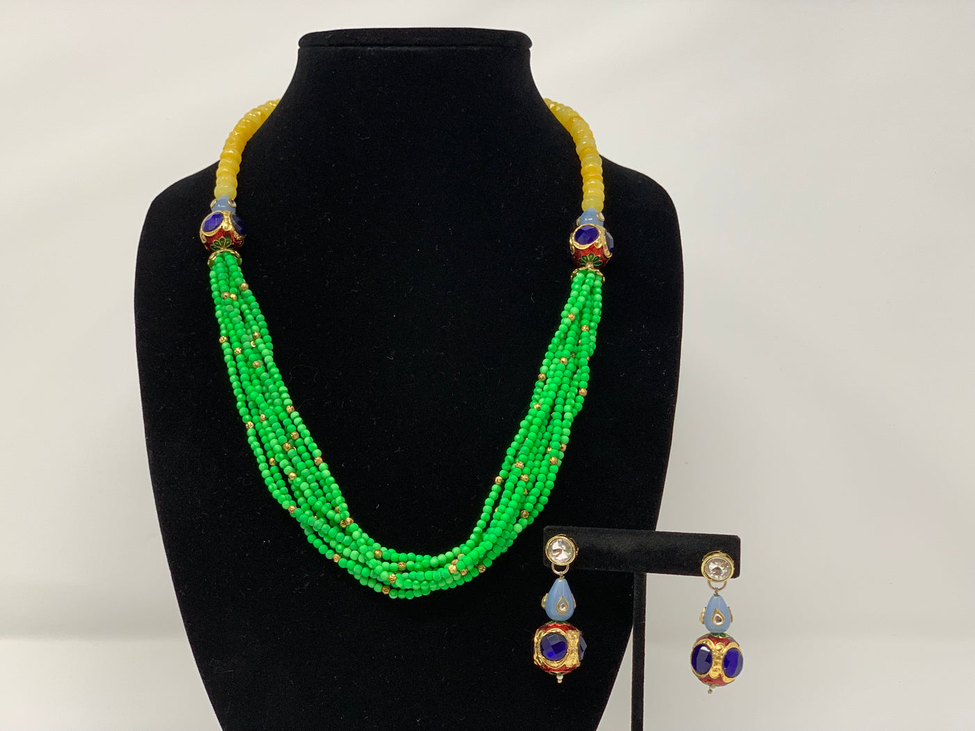 Green and Yellow Beads Chain - Sakkhi Style